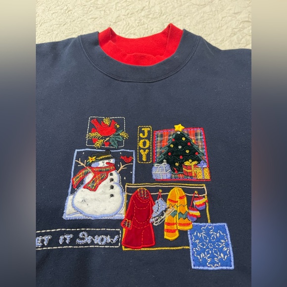 Vintage Bobbie Brooks Christmas Pullover Sweater Let it Snow Joy Size Xlarge - Picture 4 of 8